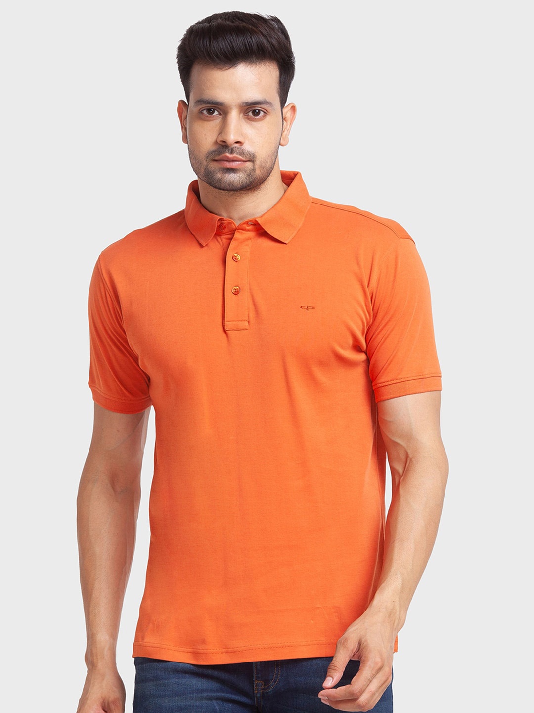 

ColorPlus Men Polo Collar Cotton T-shirt, Orange