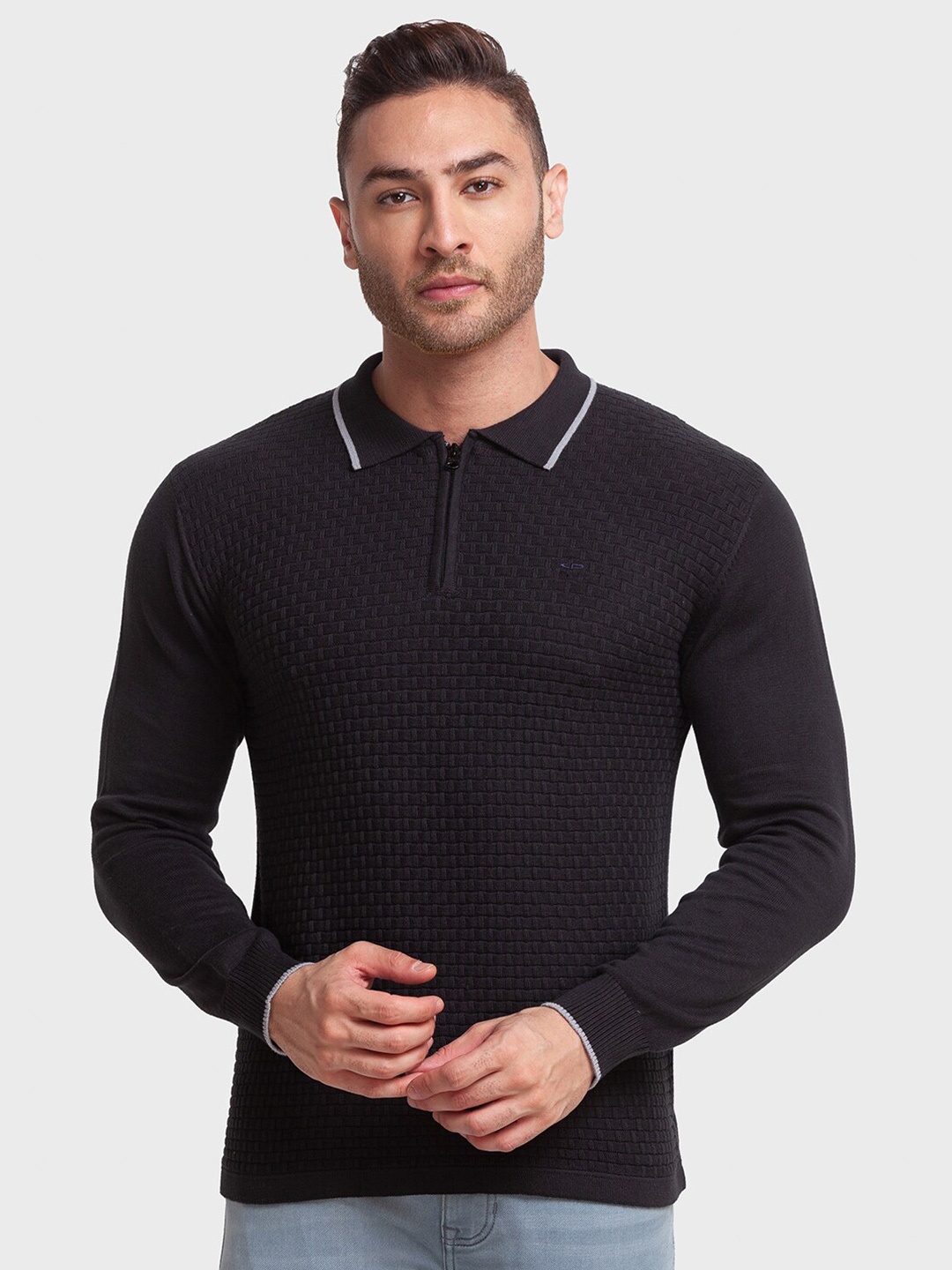 

ColorPlus Plus Size Polo Collar Cotton Slim Fit T-shirt, Black