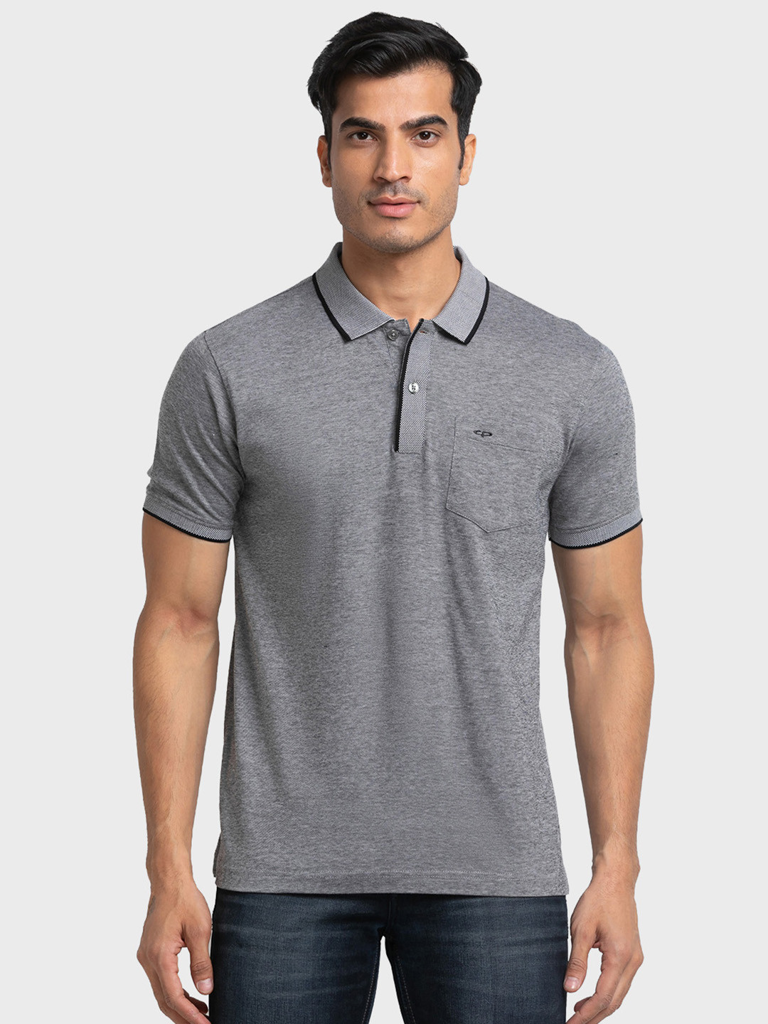 

ColorPlus Polo Collar Cotton T-shirt, Grey