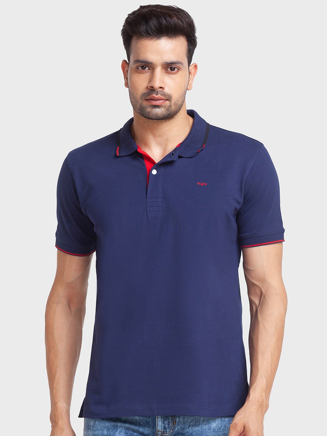 

ColorPlus Men Blue Polo Collar T-shirt