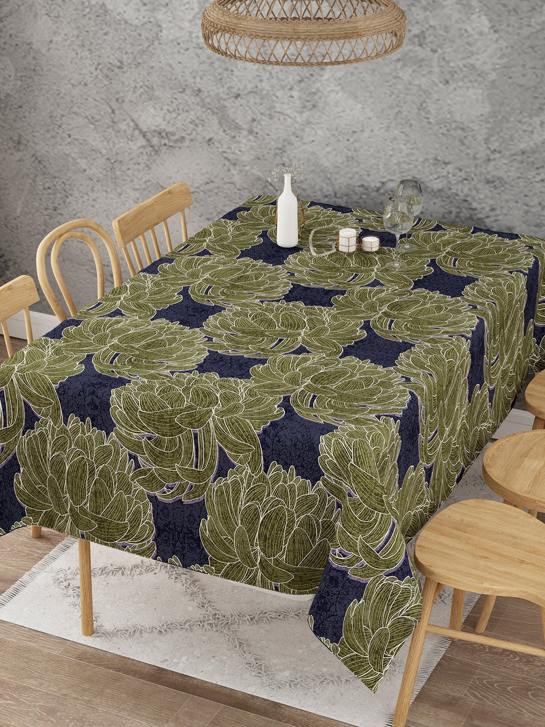 

EverHOME Green & Blue Printed Cotton Rectangular 6 Seater Table Cover