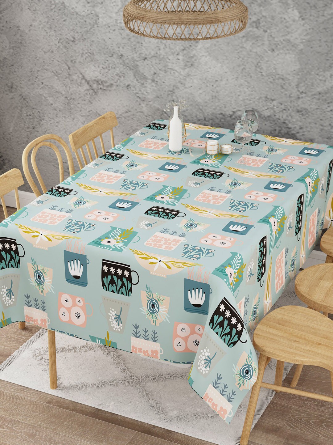 

EverHOME Blue & Black Printed Cotton Rectangular 6 Seater Table Cover
