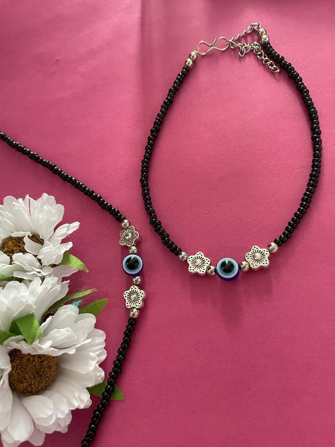 

Digital Dress Room Set Of 2 Silver-Plated Beaded Anklets