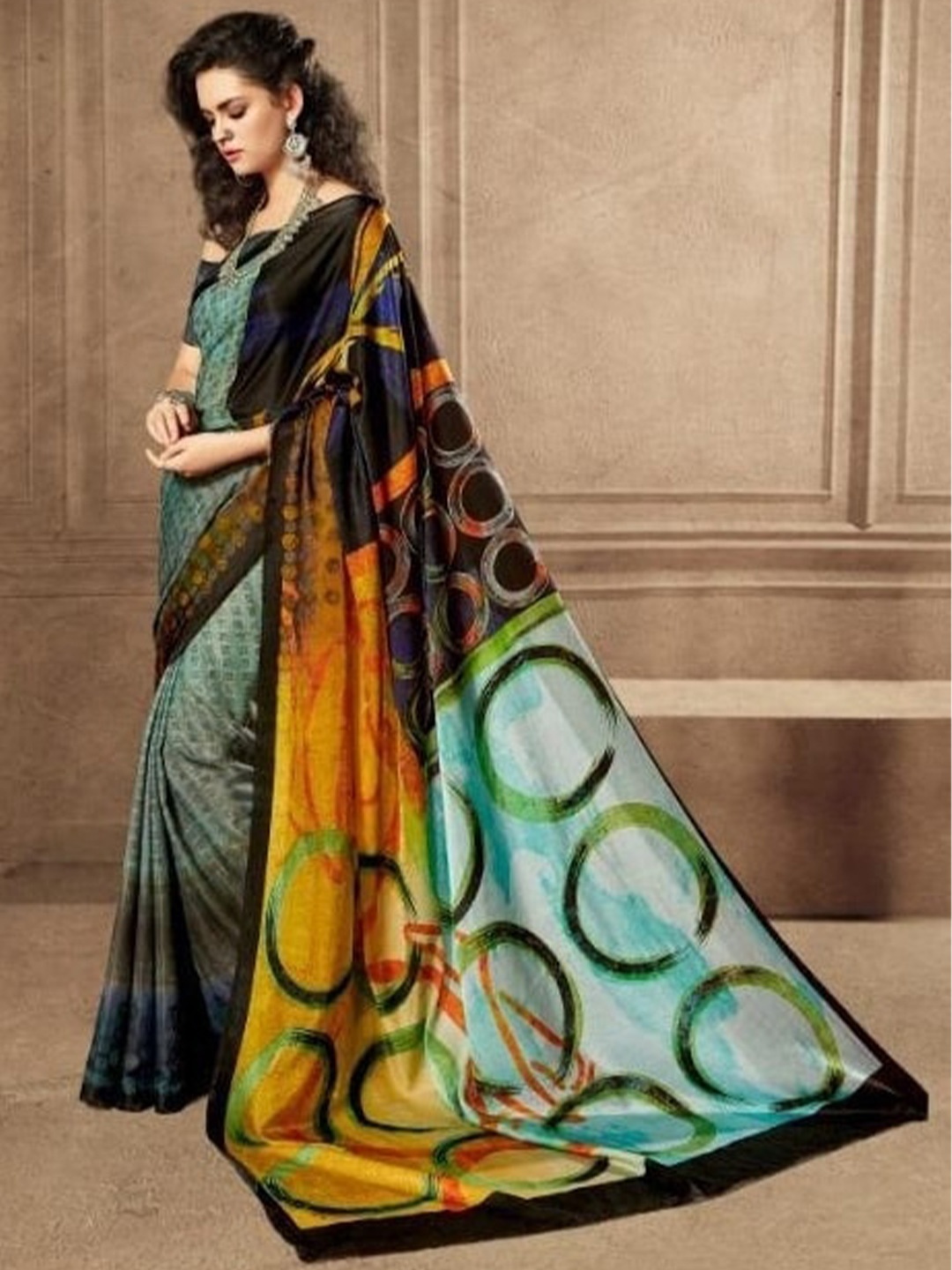 

SAPTRANGI Abstract Printed Saree, Blue