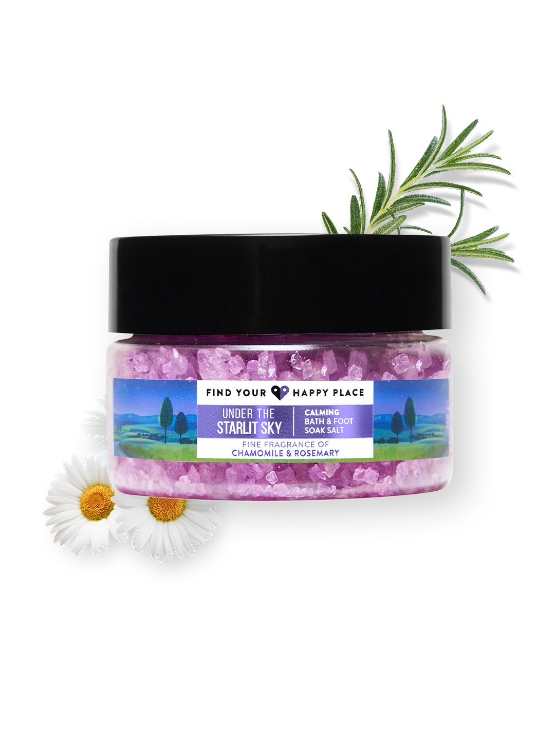 

FIND YOUR HAPPY PLACE Under The Starlit Sky Bath & Foot Soak Salt with Chamomile - 250 g, Purple