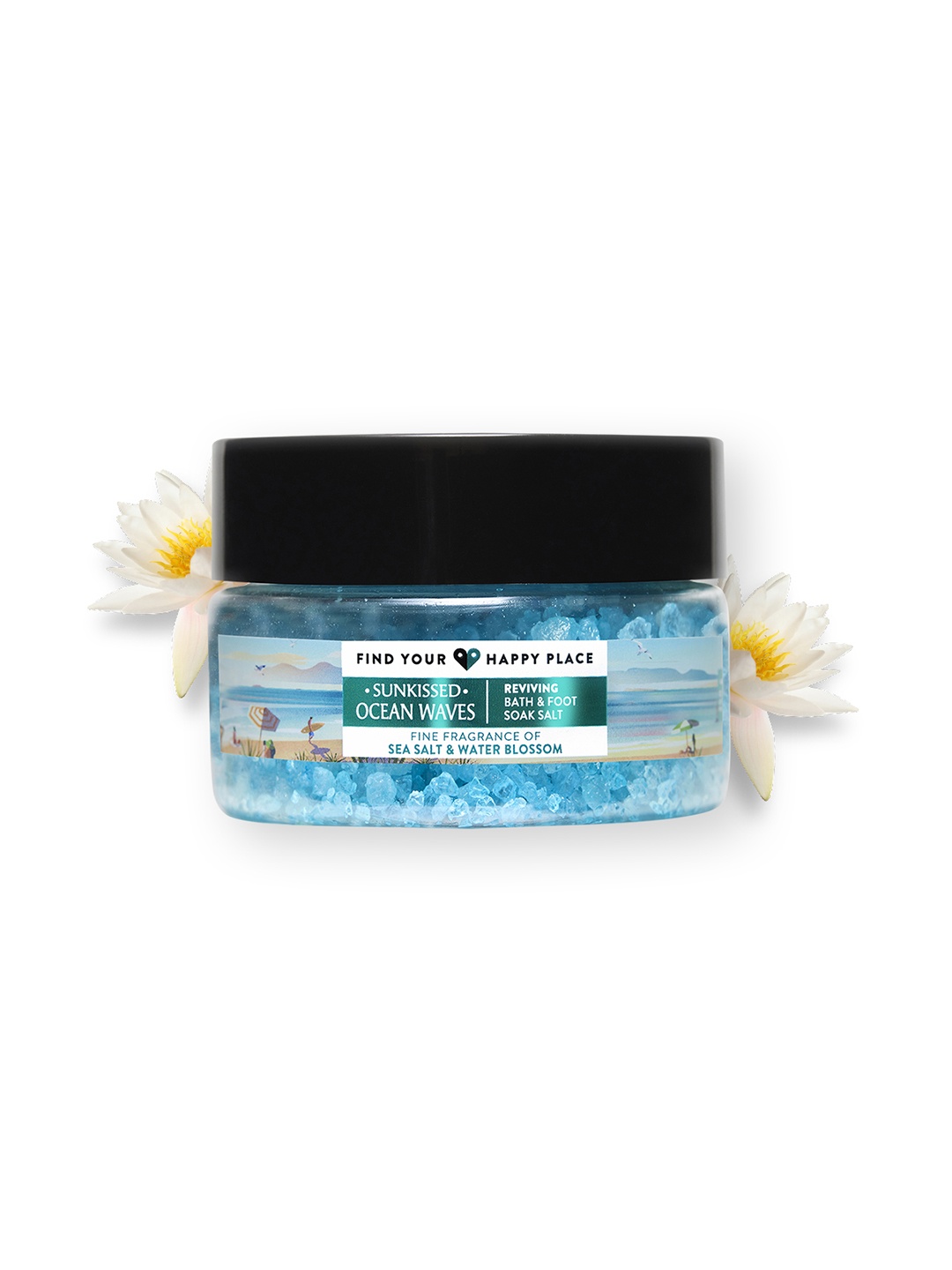 

FIND YOUR HAPPY PLACE Sunkissed Ocean Waves Bath & Foot Soak Salt with Sea Salt - 250 g, Blue