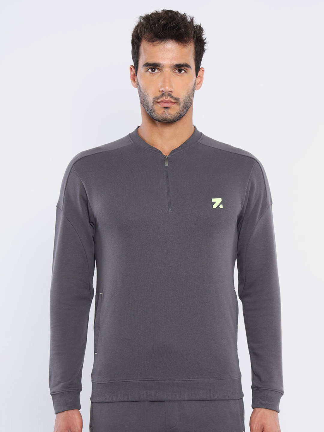 

Zymrat Men Half Zipper Cotton Sweatshirt, Black