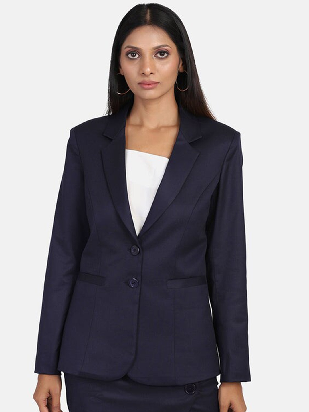 

PowerSutra Women Single-Breasted Formal Blazer, Navy blue
