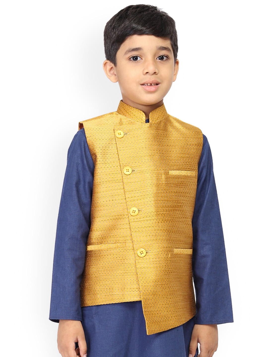 

TABARD Boys Woven Design Nehru Jacket, Yellow