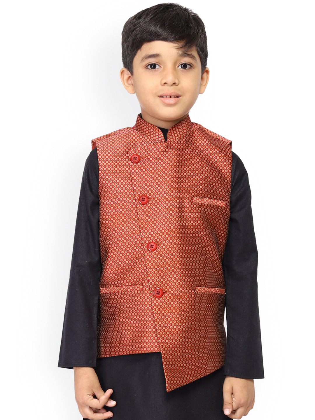 

TABARD Boys Woven Design Nehru Jacket, Rust