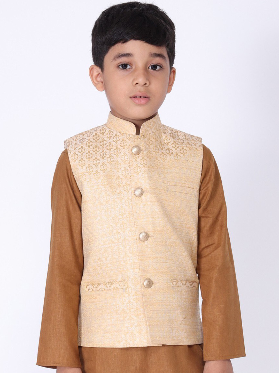 

TABARD Boys Woven Design Nehru Jacket, Cream