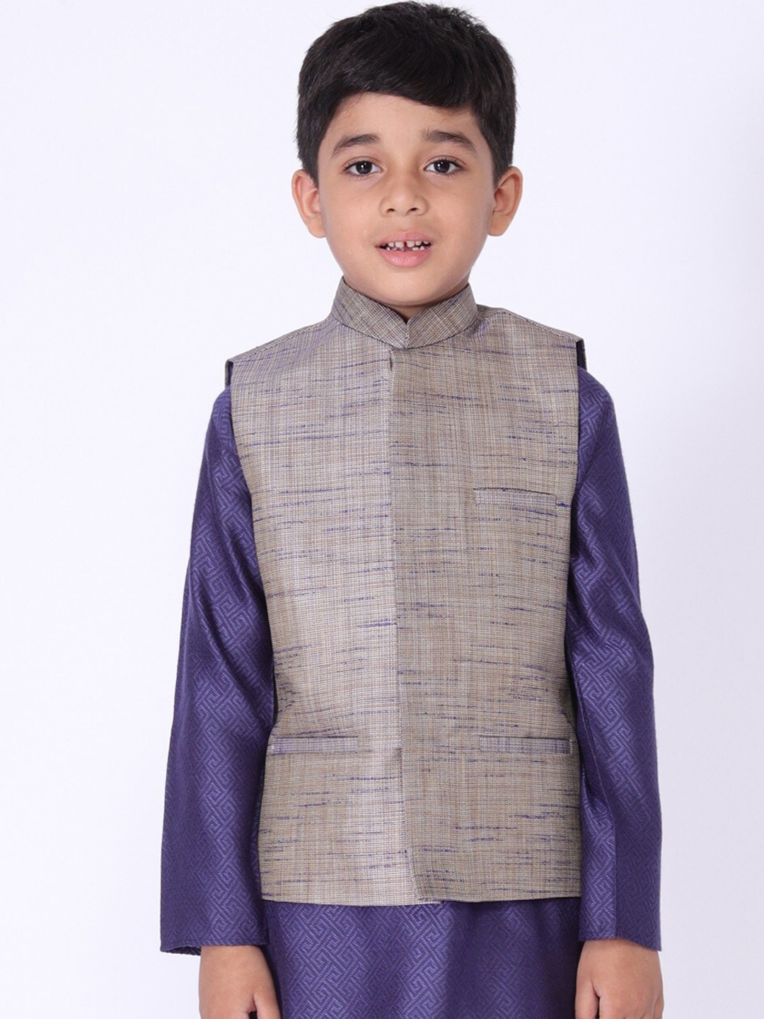 

TABARD Sleeveless Woven Nehru Jacket, Grey