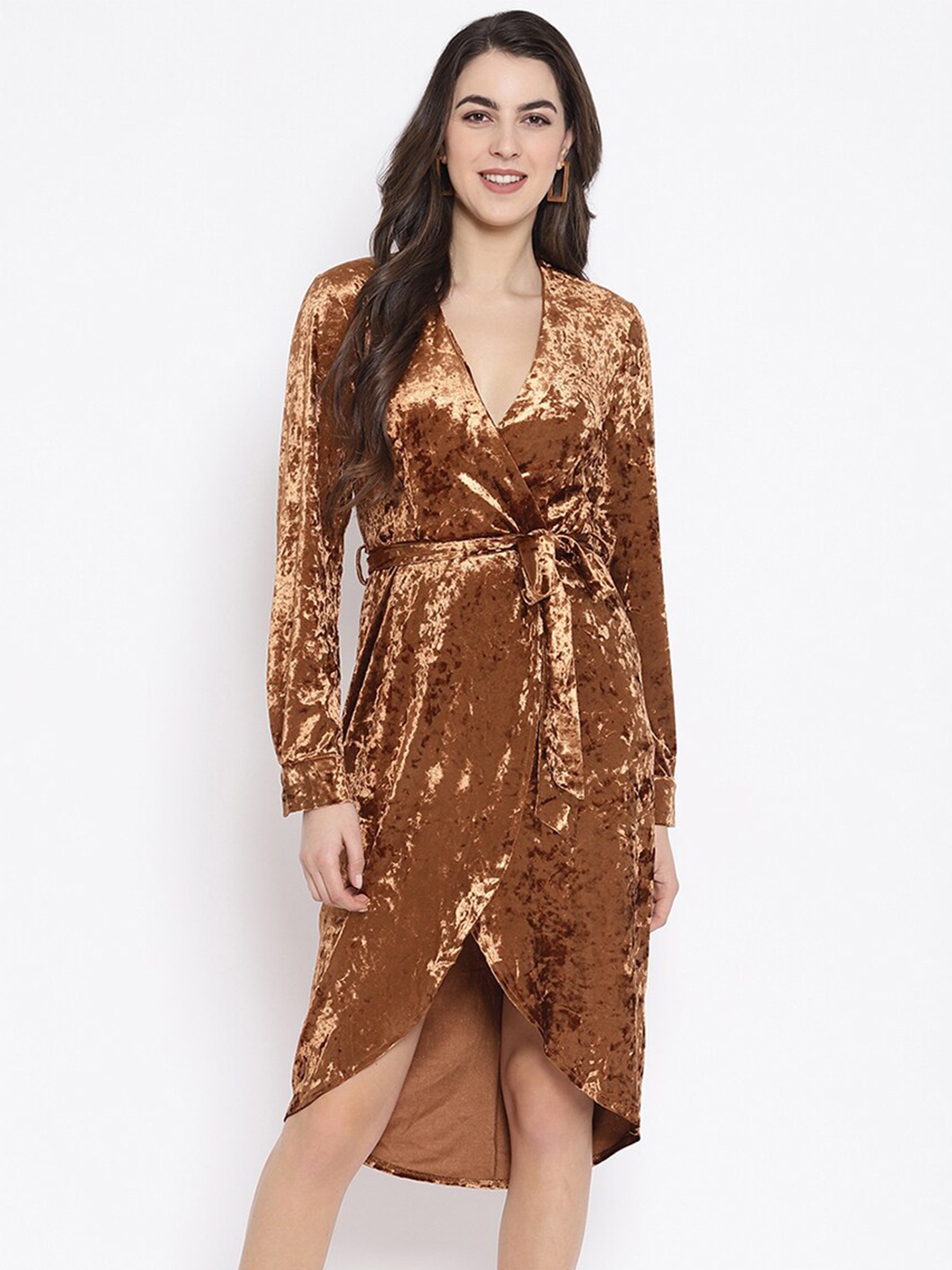 

iki chic Tie-Ups V-Neck Wrap Dress, Gold