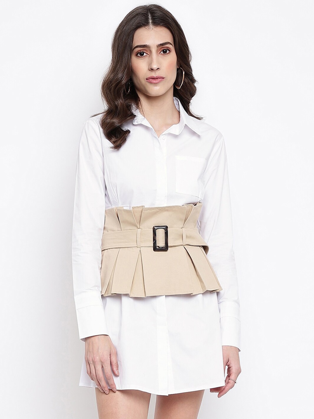 

iki chic Belted Shirt Mini Dress, White