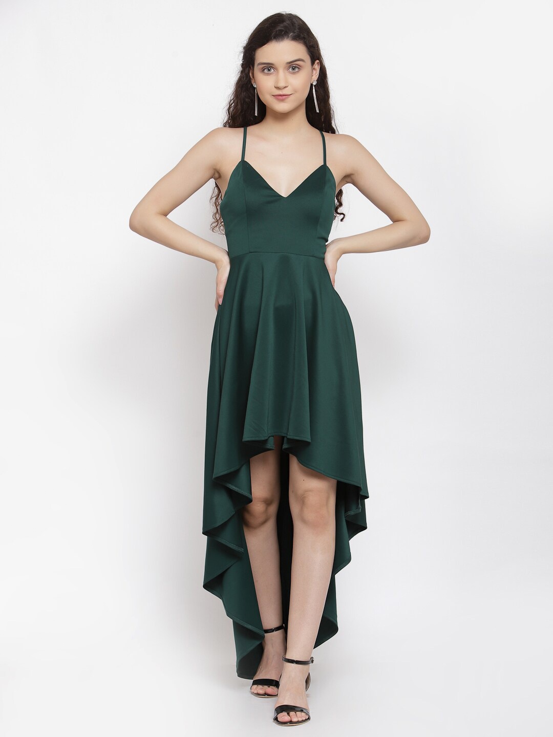 

iki chic Shoulder Straps A-Line Dress, Green