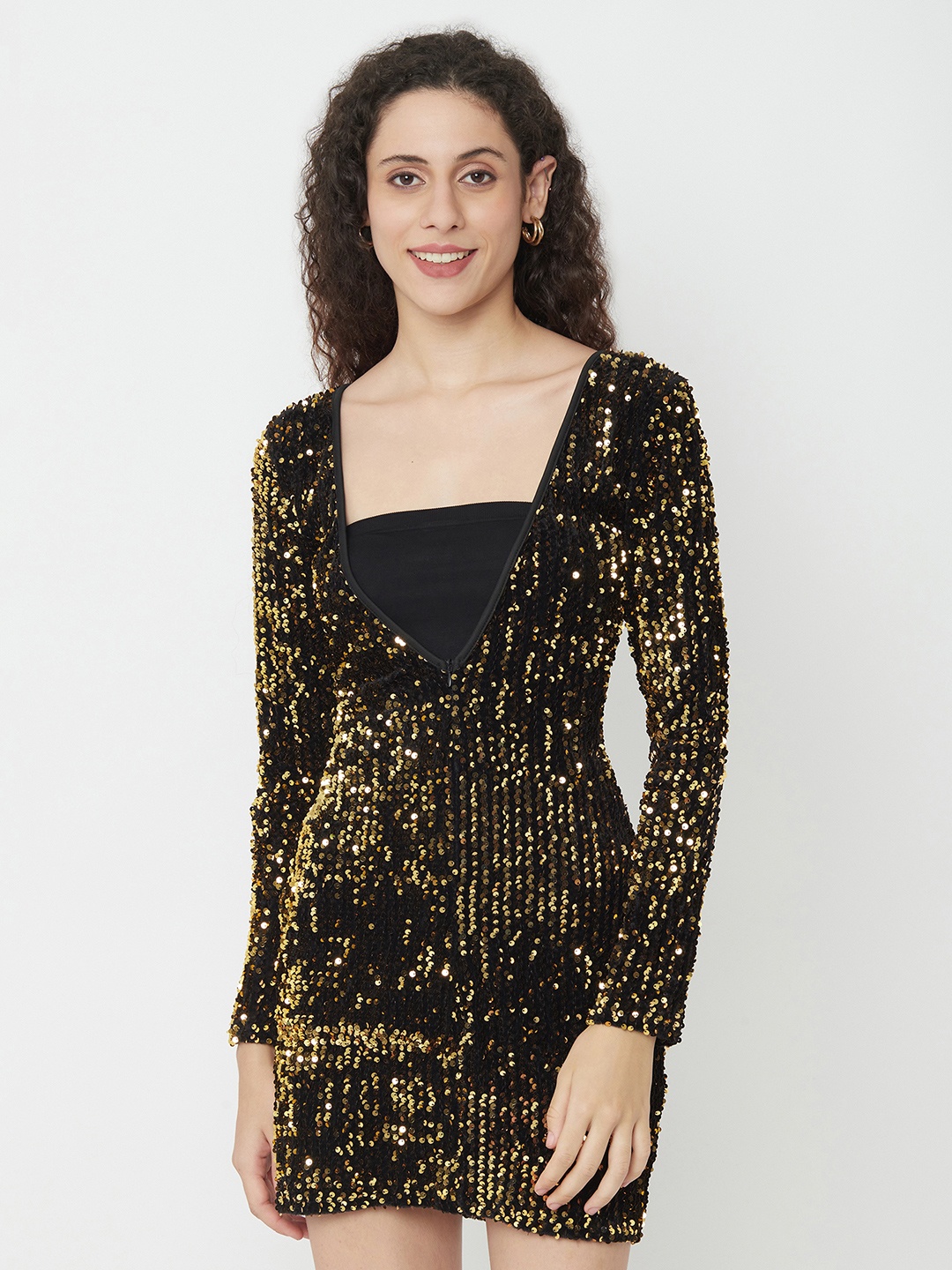 

iki chic Embellished Bodycon Mini Dress, Gold