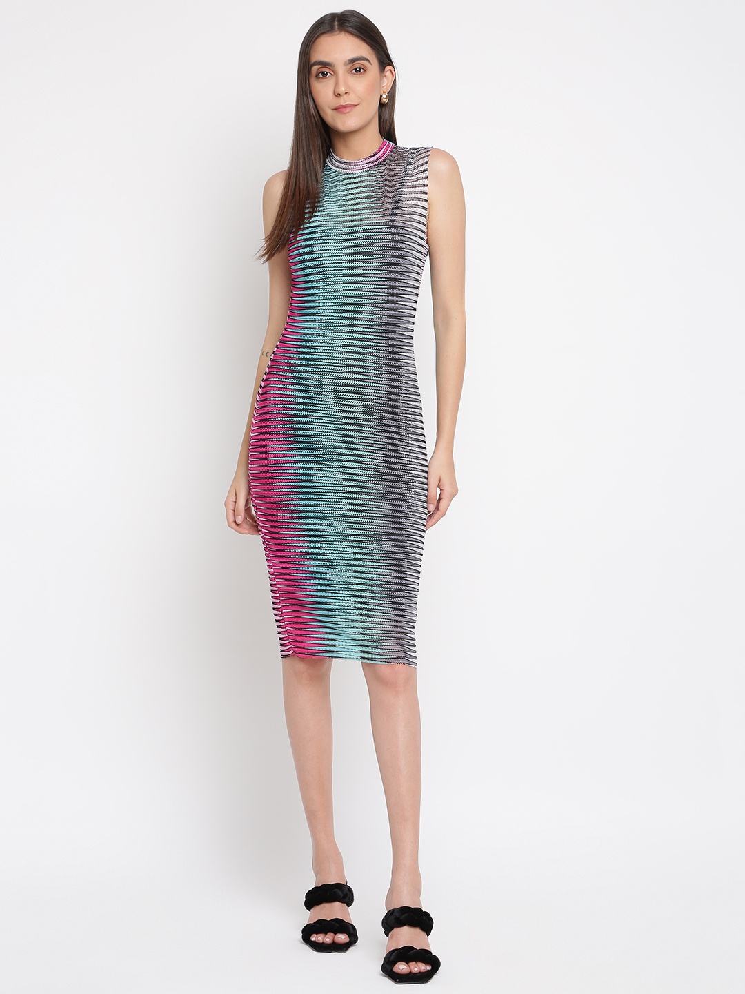 

iki chic Geometric Printed Sheath Dress, Blue