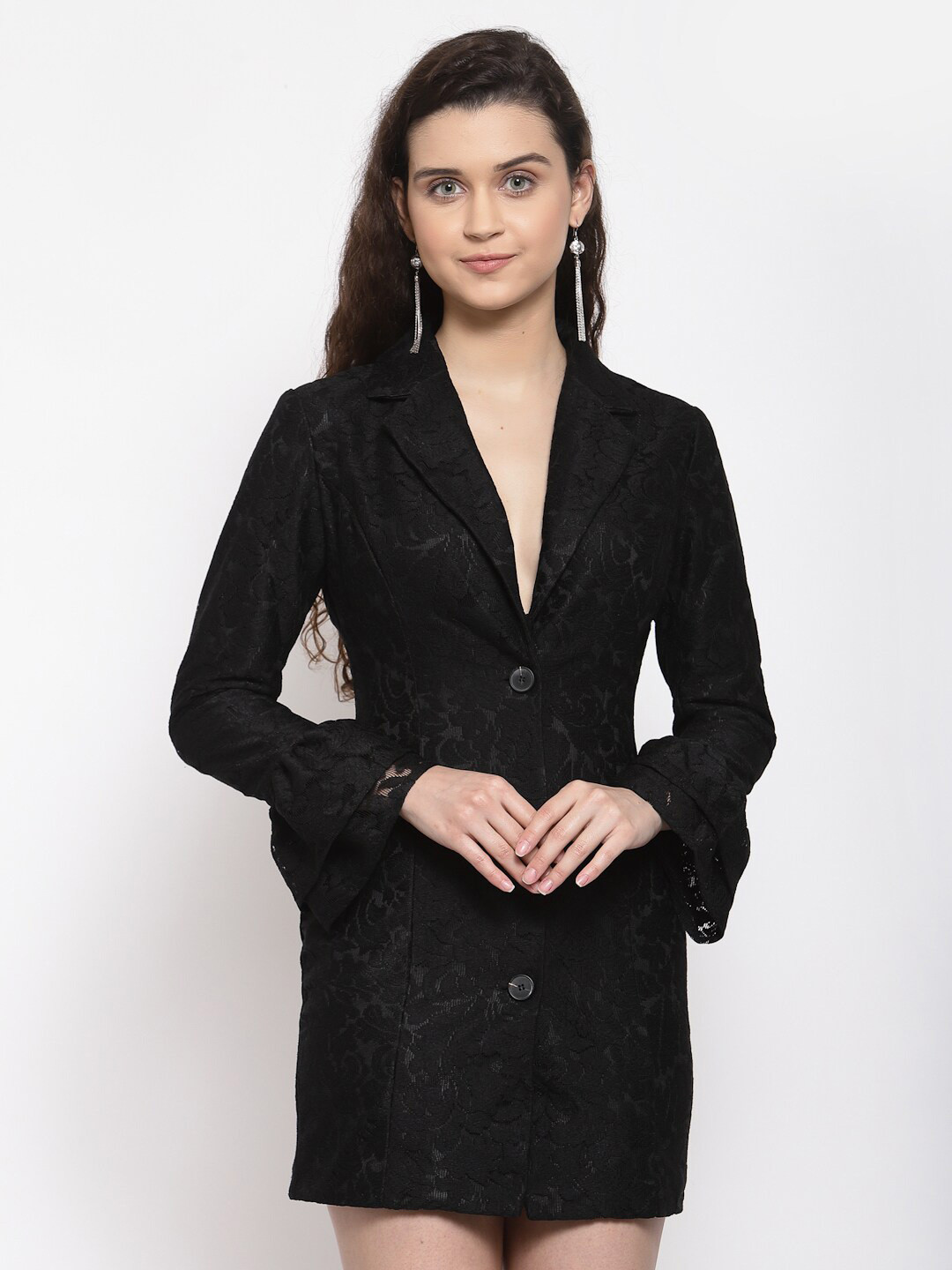 

iki chic Lace Sheath Bell Sleeves Dress, Black