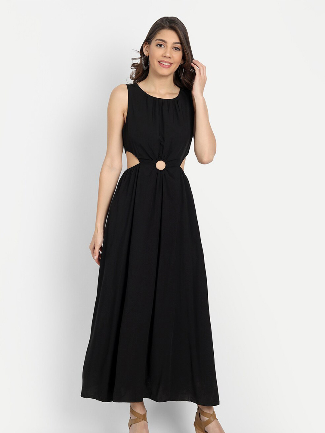 

iki chic Cotton Sleeveless Maxi Dress, Black