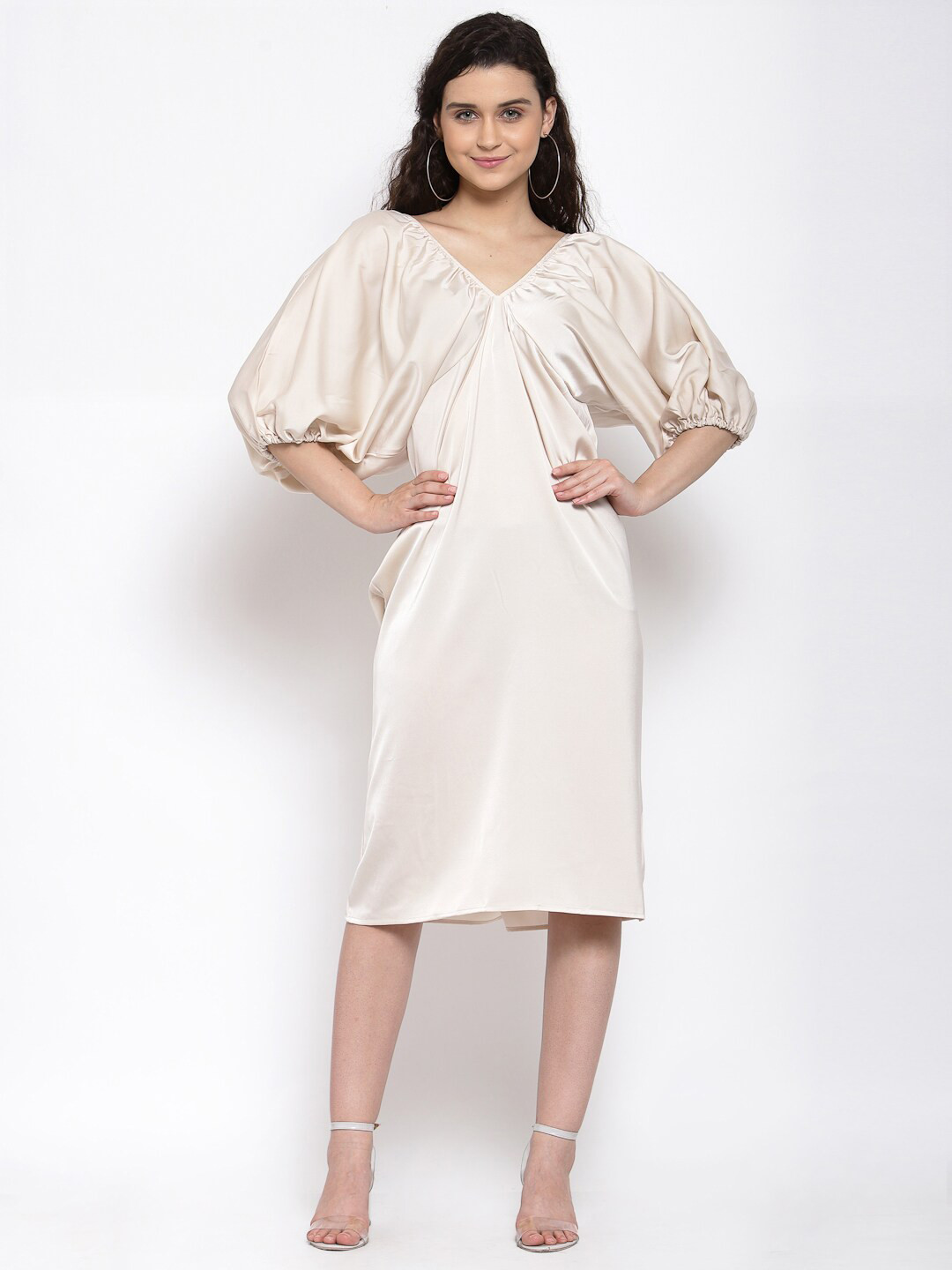 

iki chic Kimono Sleeves Oversize Midi Dress, White