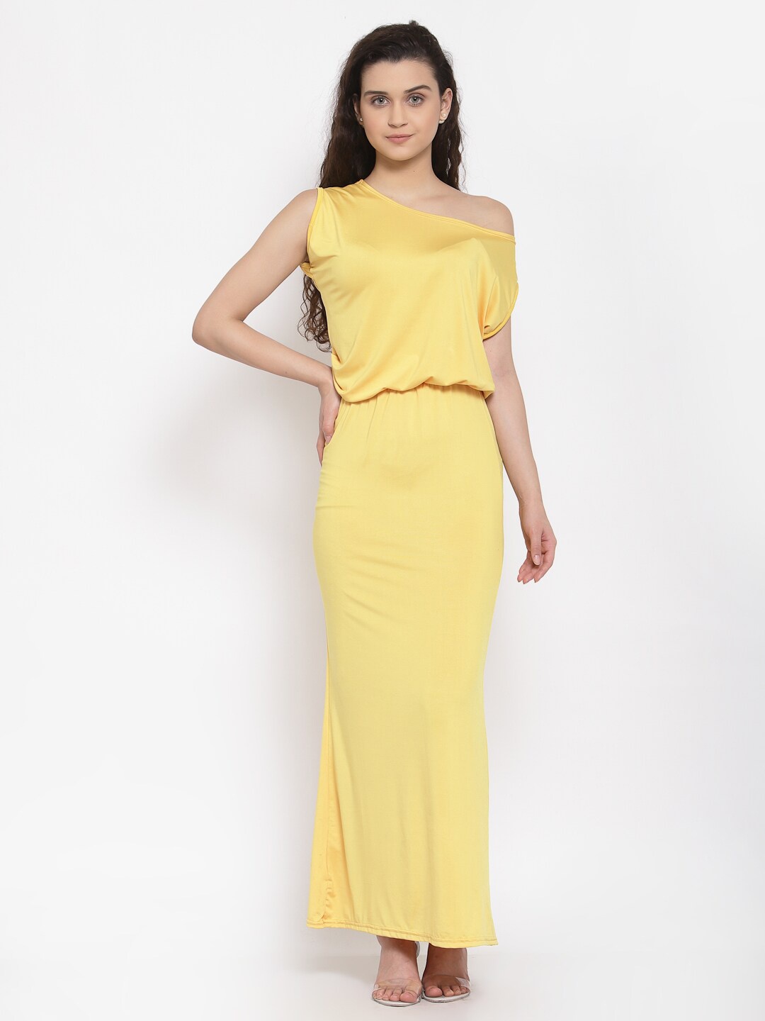 

iki chic Scuba One Shoulder Maxi Dress, Yellow