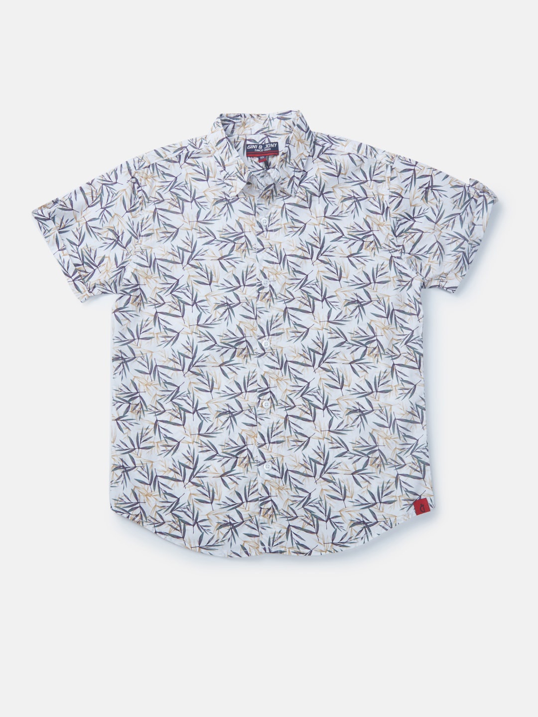 

Gini and Jony Boys Floral Printed Casual Cotton Shirt, White