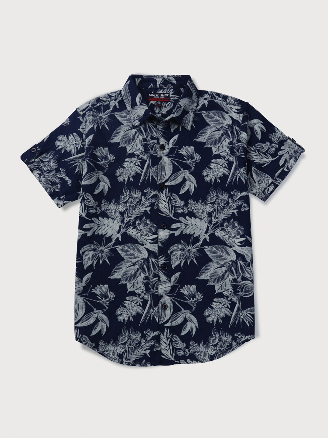

Gini and Jony Boys Floral Printed Casual Cotton Shirt, Navy blue