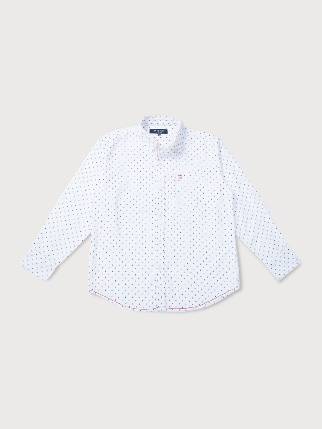 

Gini and Jony Boys Micro Ditsy Printed Casual Cotton Shirt, White