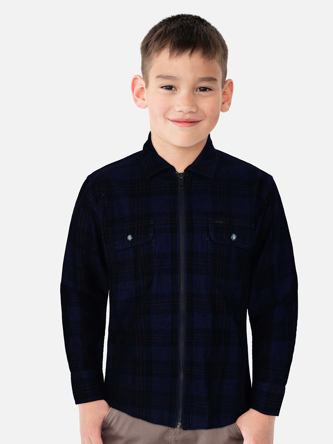 

Gini and Jony Checked Casual Cotton Shirt, Navy blue