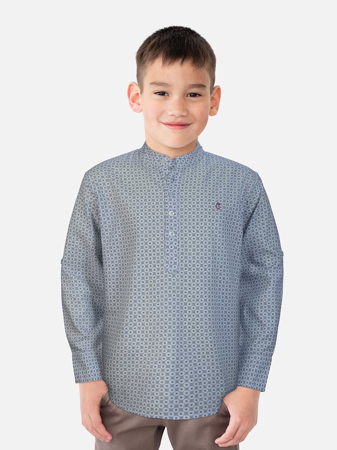 

Gini and Jony Boys Printed Casual Cotton Shirt, White