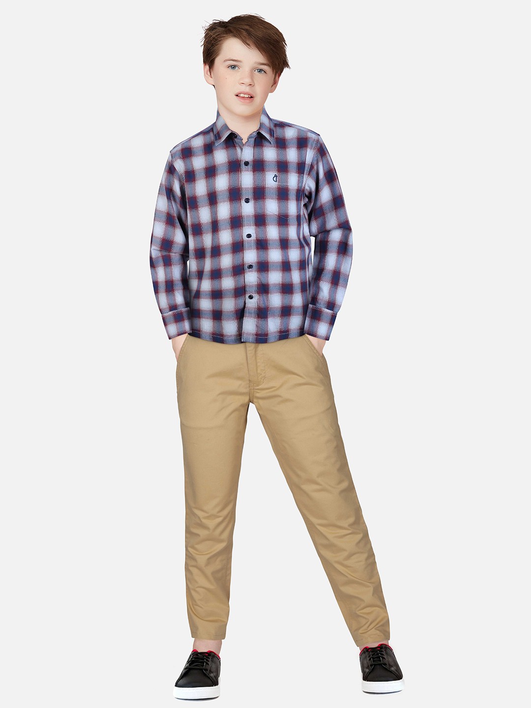 

Gini and Jony Boys Checked Casual Cotton Shirt, Navy blue