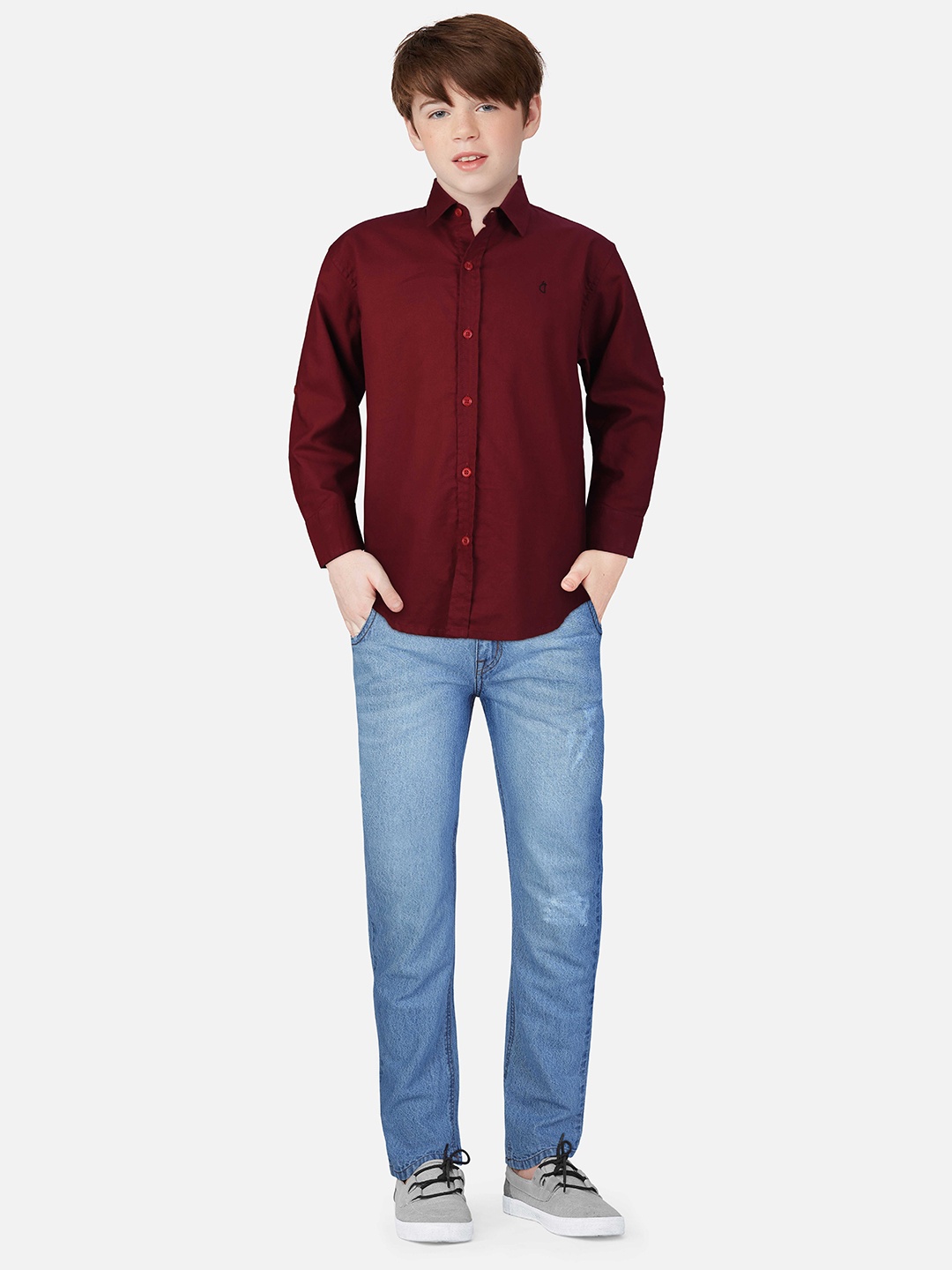 

Gini and Jony Boys Cotton Spread Collar Casual Shirt, Maroon