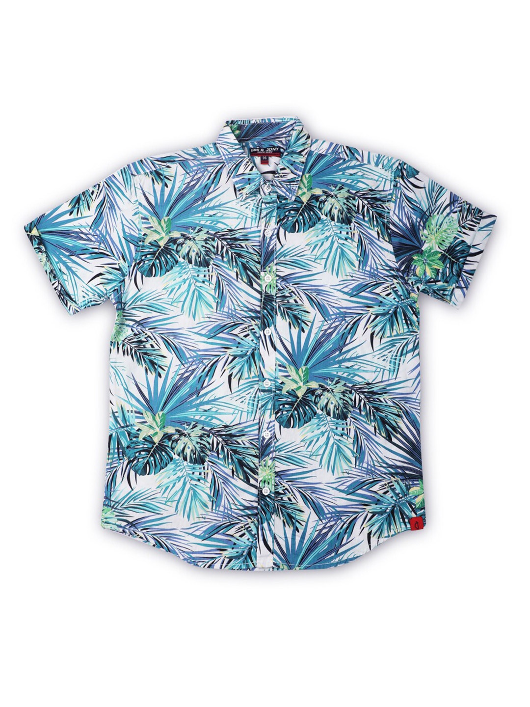 

Gini and Jony Boys Floral Printed Casual Cotton Shirt, Blue