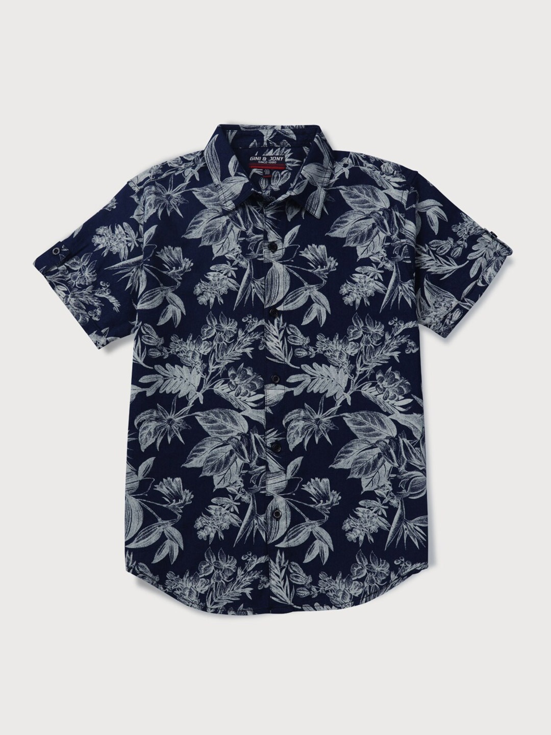 

Gini and Jony Boys Floral Printed Casual Cotton Shirt, Navy blue