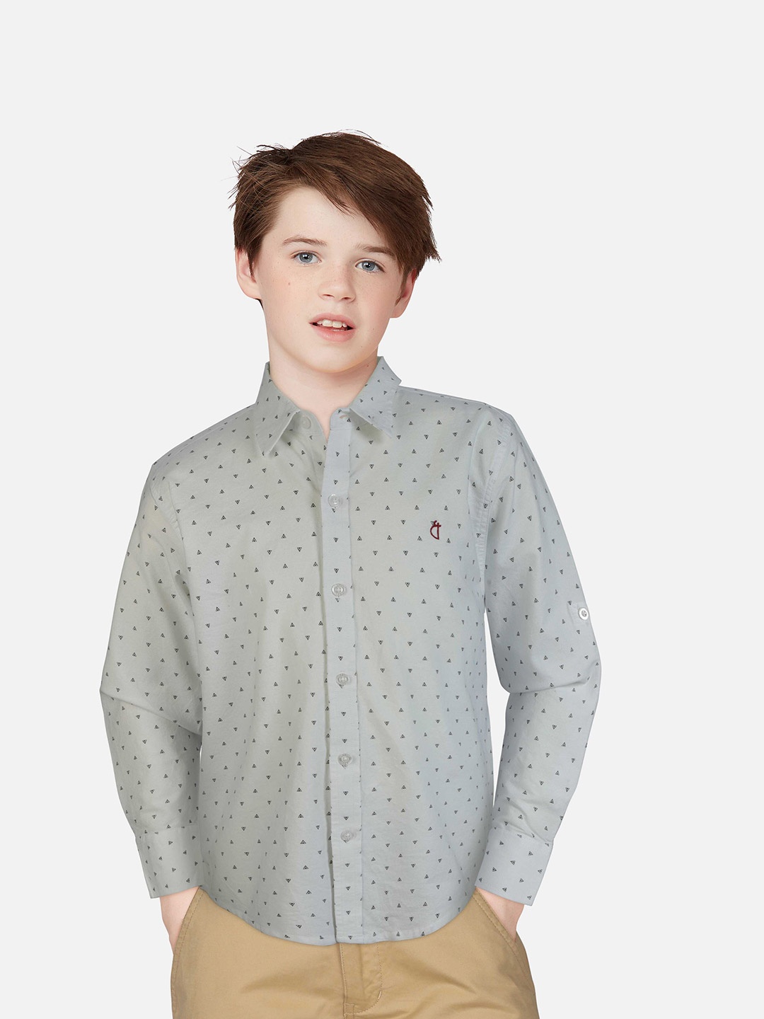 

Gini and Jony Boys Printed Casual Cotton Shirt, White