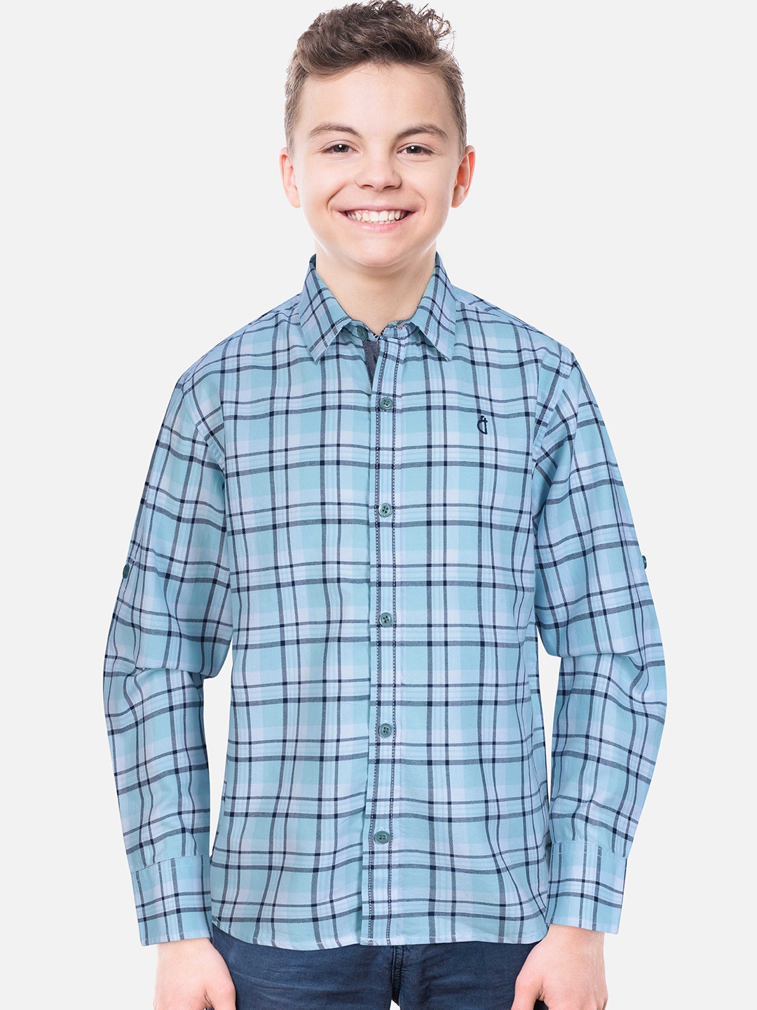 

Gini and Jony Boys Checked Casual Cotton Shirt, Blue