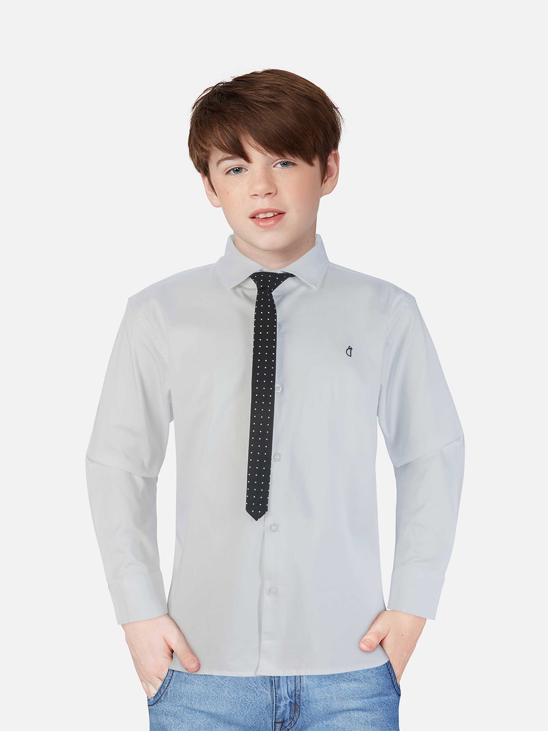 

Gini and Jony Infants Boys Spread Collar Cotton Casual Shirt, White