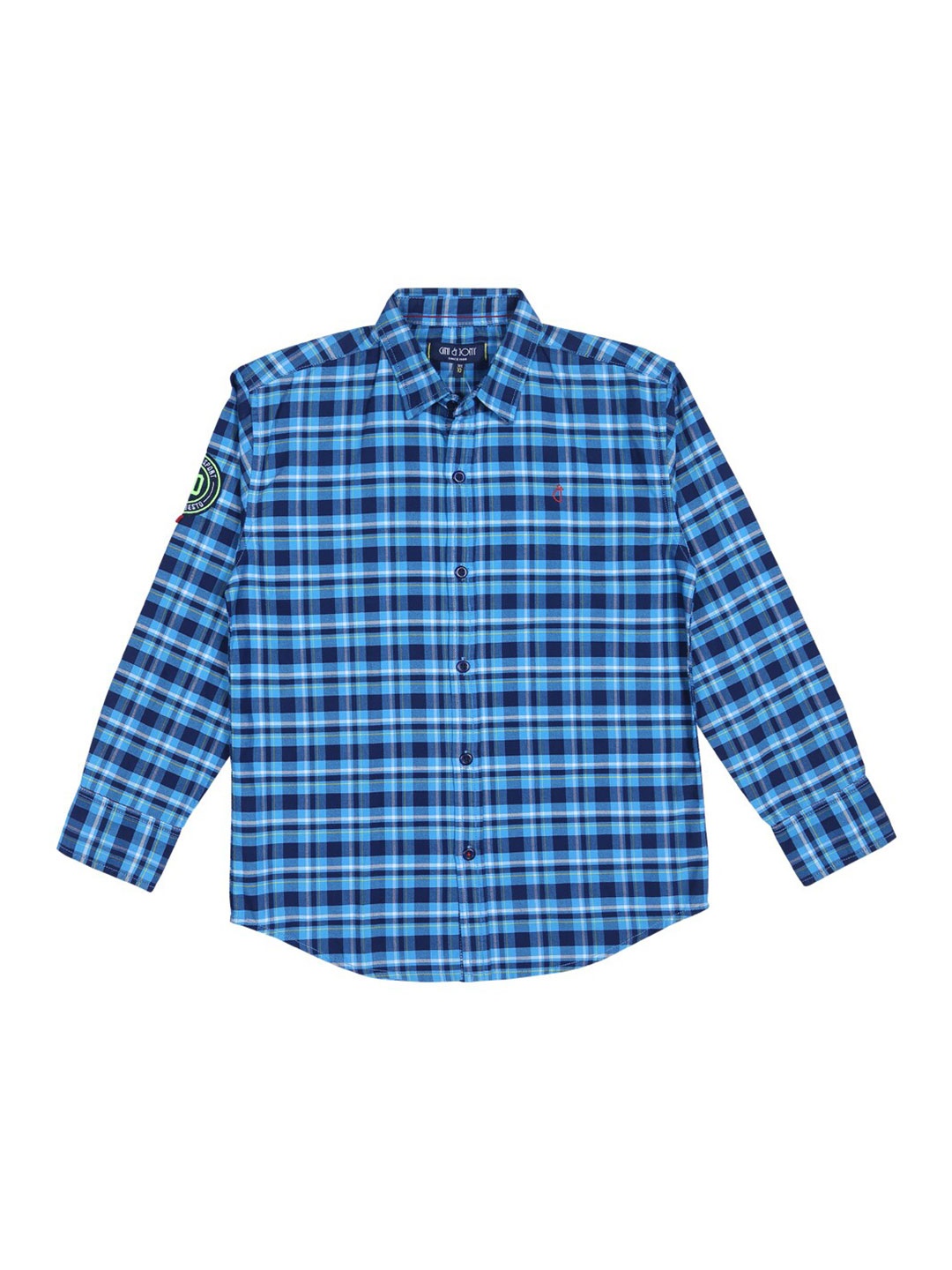 

Gini and Jony Boys Checked Cotton Casual Shirt, Blue