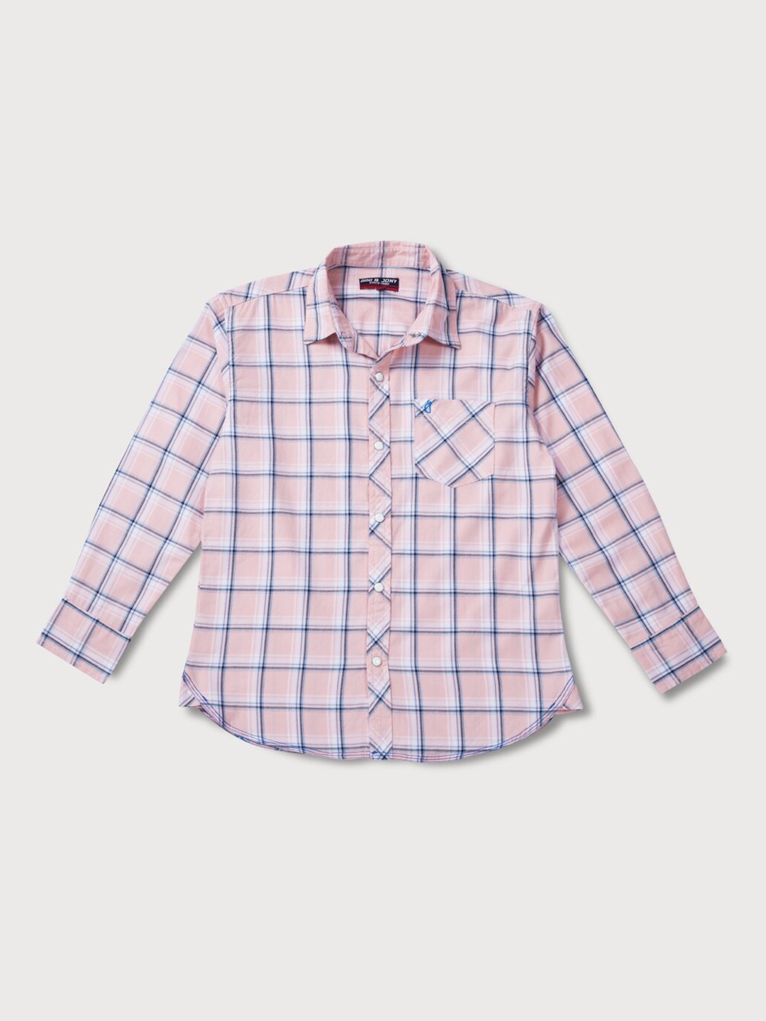 

Gini and Jony Boys Windowpane Checked Cotton Casual Shirt, Pink
