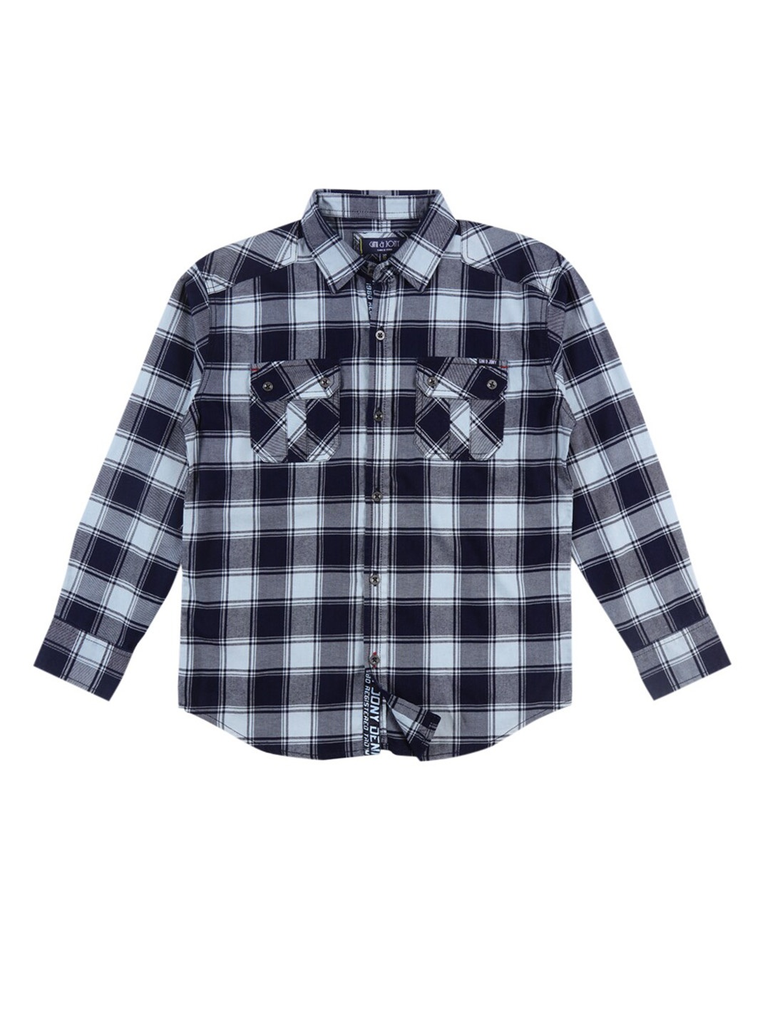 

Gini and Jony Boys Checked Casual Cotton Shirt, Navy blue