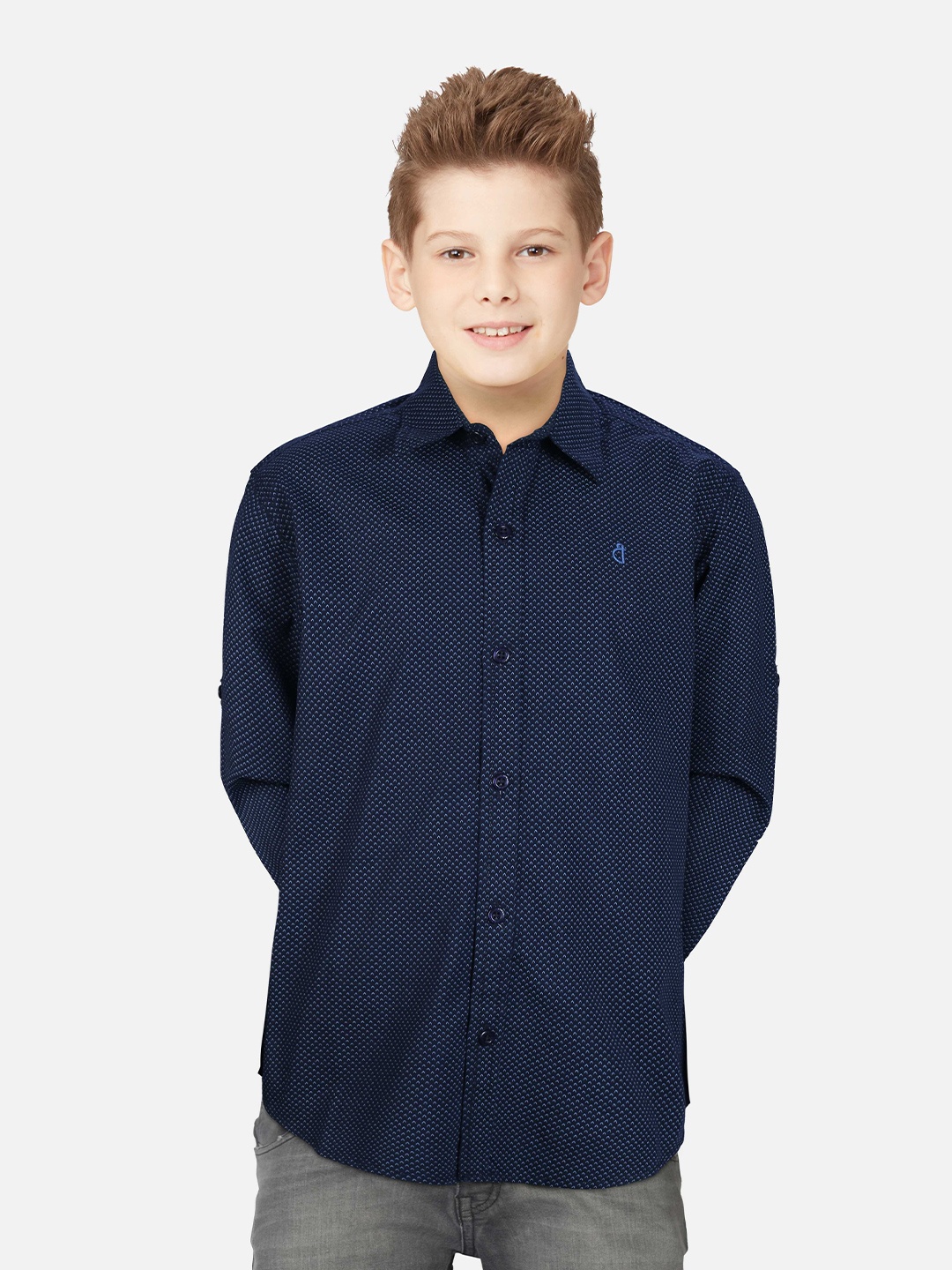 

Gini and Jony Boys Micro Ditsy Printed Cotton Casual Shirt, Navy blue