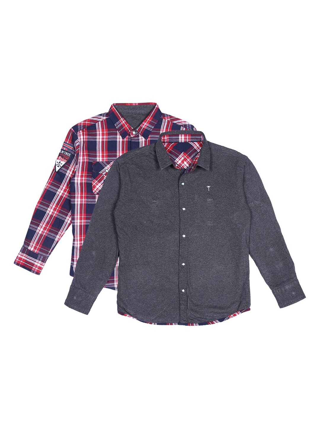 

Gini and Jony Boys Pack Of 2 Checked Cotton Casual Shirt, Grey