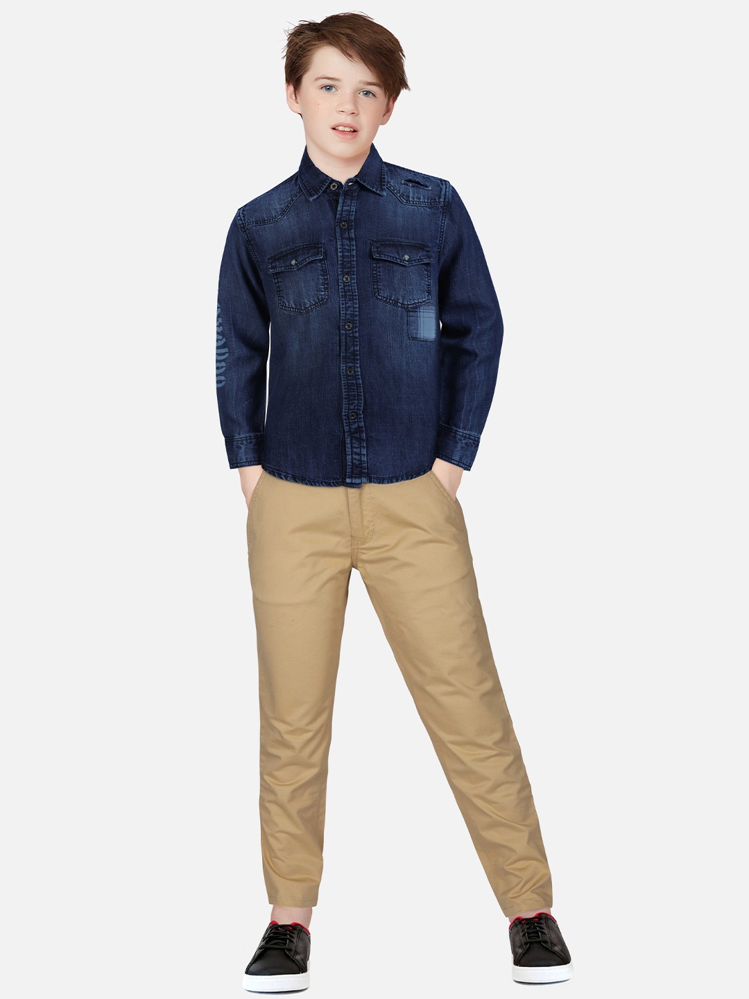 

Gini and Jony Boys Faded Denim Casual Shirt, Navy blue
