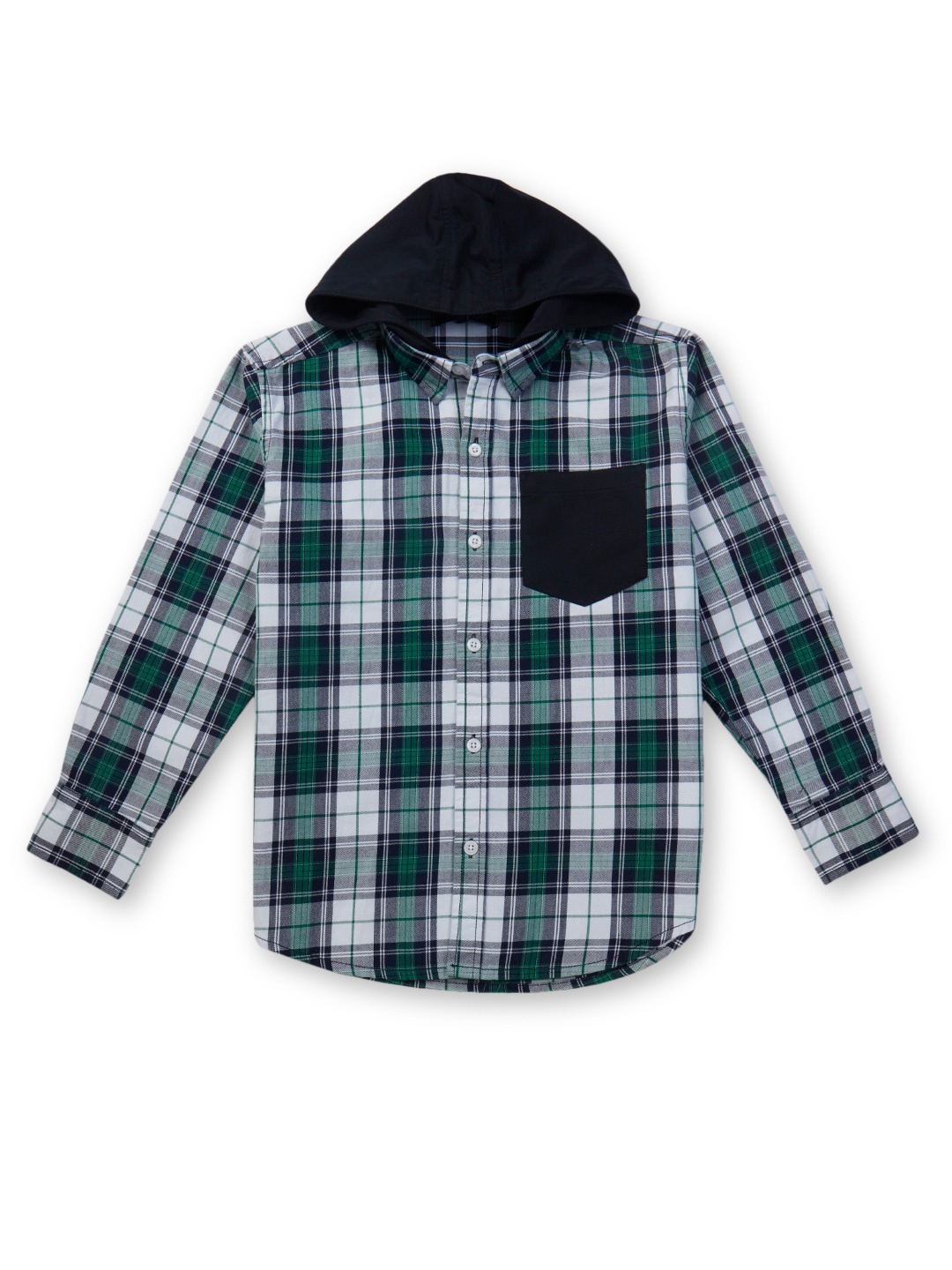 

Gini and Jony Boys Tartan Checked Hooded Casual Cotton Shirt, Navy blue