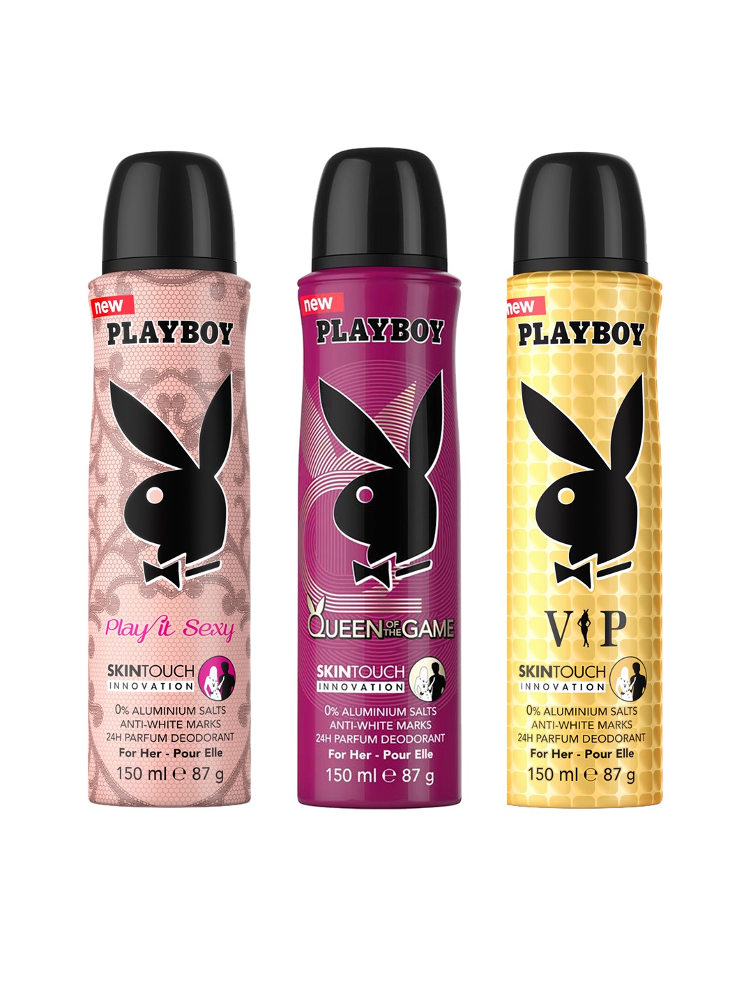 

Playboy Women VIP + Sexy + Queen Deodorants - 87 g (150ml), Pink