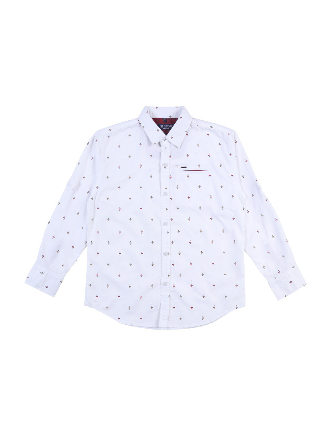 

Gini and Jony Boys Micro Ditsy Printed Casual Cotton Shirt, White