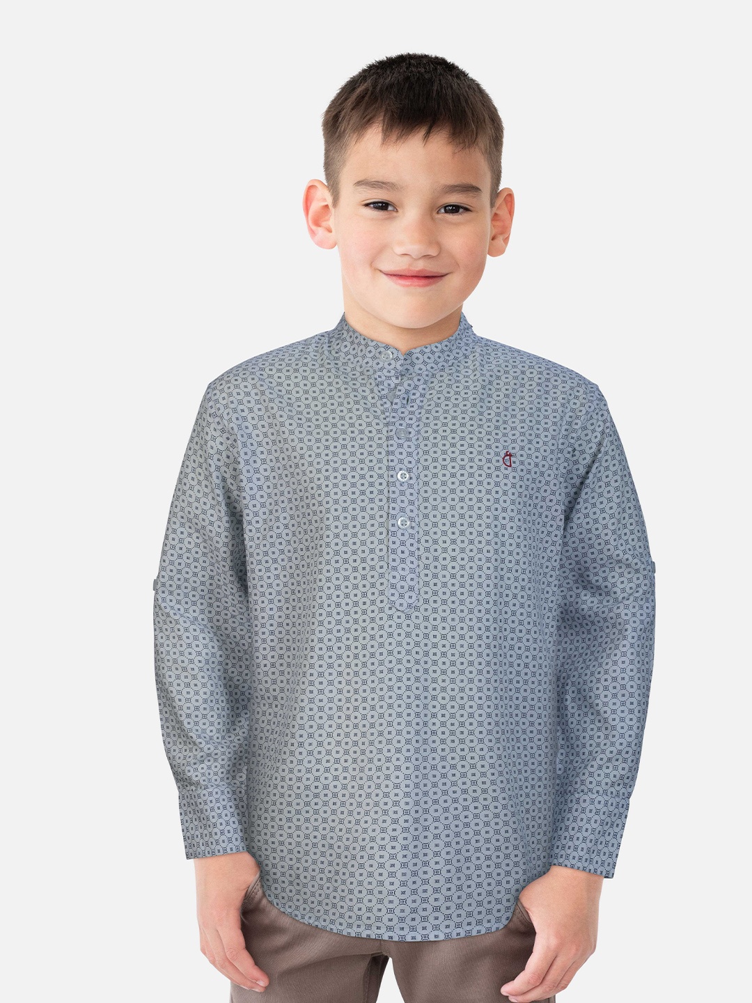 

Gini and Jony Boys Geometric Printed Casual Cotton Shirt, Grey