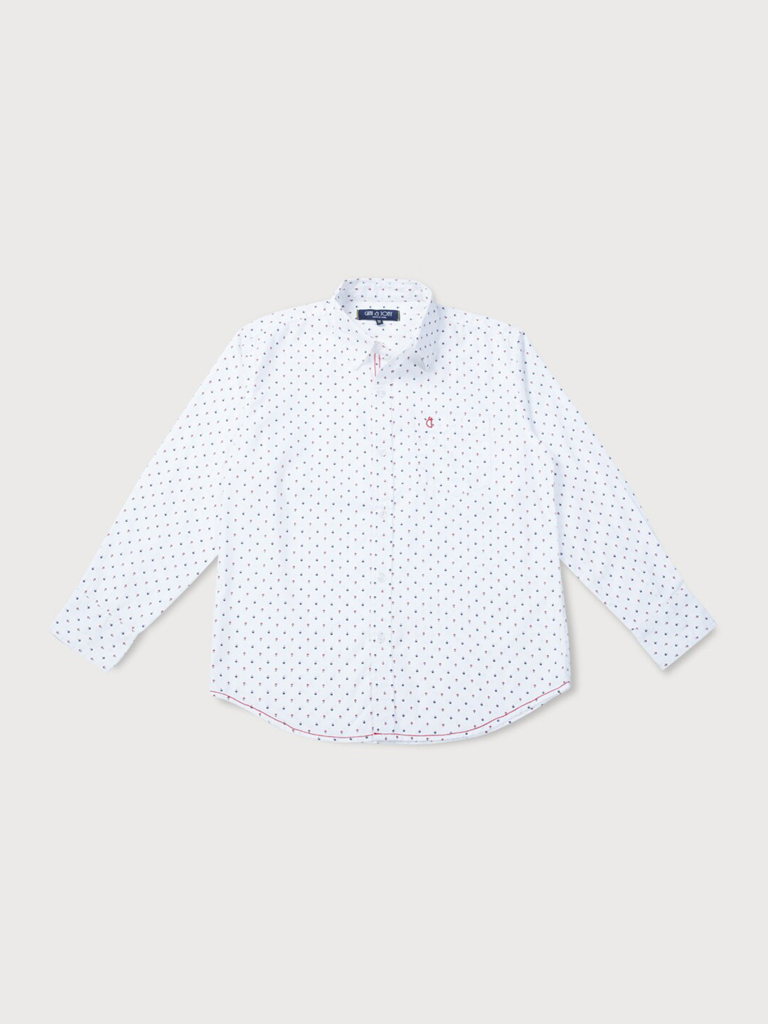 

Gini and Jony Boys Micro Ditsy Printed Casual Cotton Shirt, White
