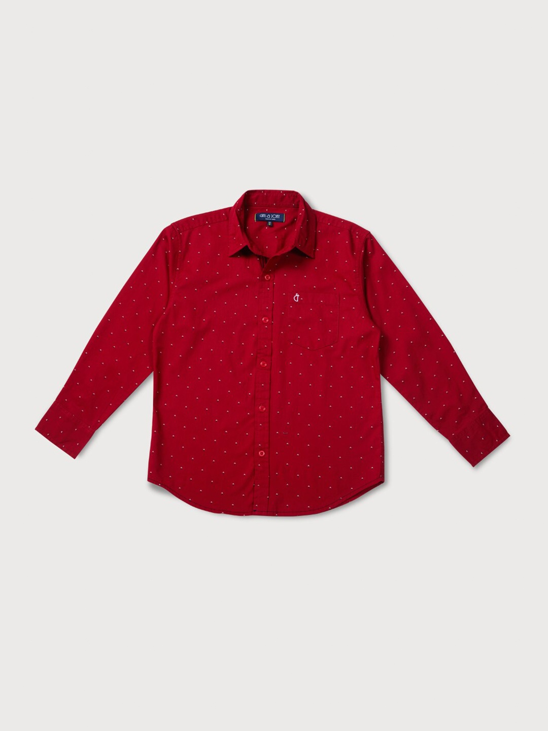 

Gini and Jony Boys Micro Ditsy Printed Casual Cotton Shirt, Red