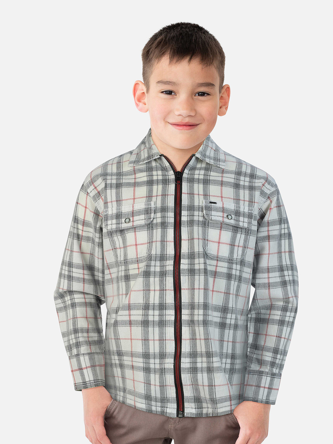 

Gini and Jony Boys Tartan Checked Casual Cotton Shirt, White